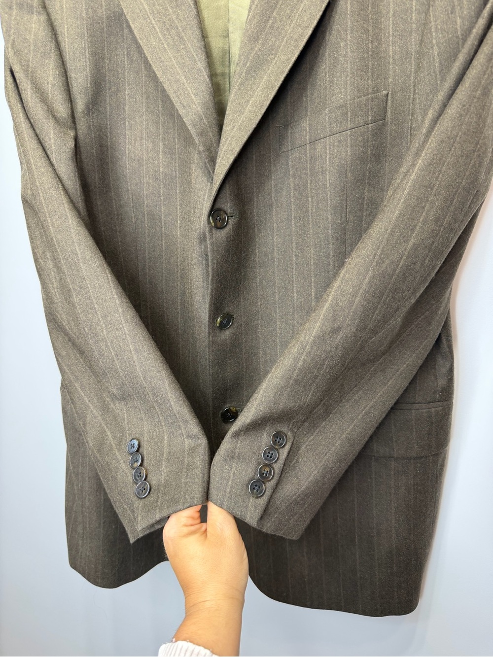 Joseph Abboud Nordstrom pinstripe wool blazer Size 42R Possible Women's XL - Picture 7 of 14